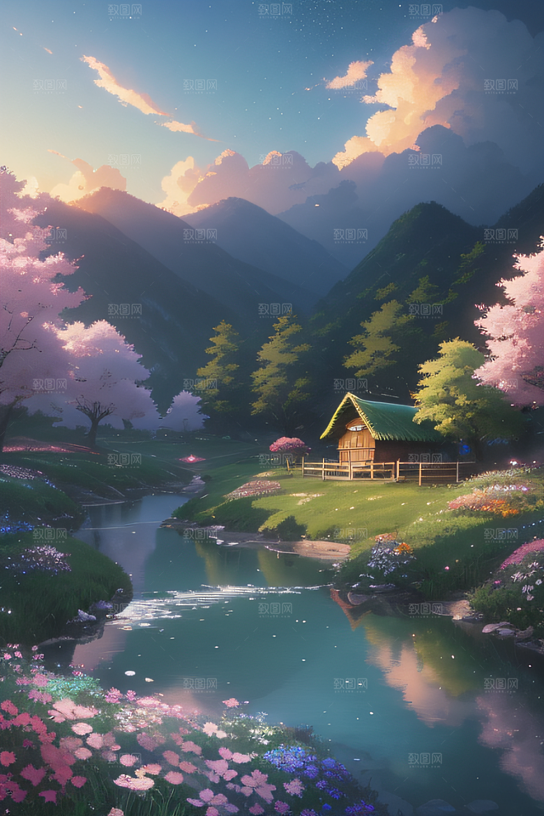 小屋与花朵新海诚的宁静画境
