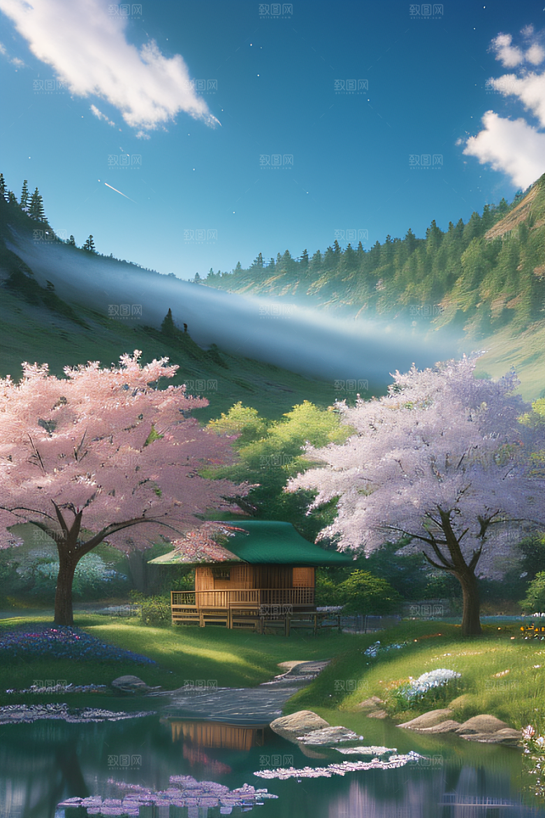 小屋与花朵新海诚的宁静画境