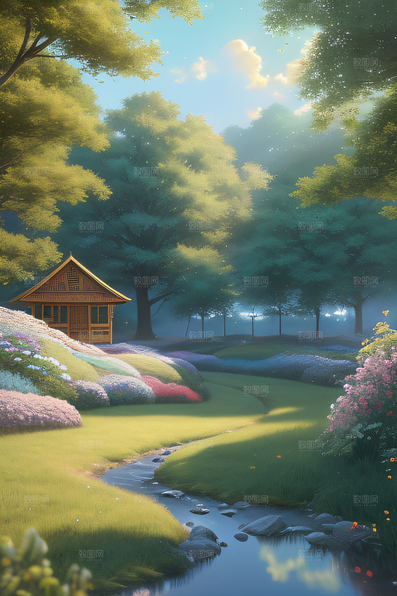 小屋与花朵新海诚的宁静画境