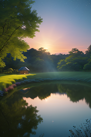 小屋与花朵新海诚的宁静画境