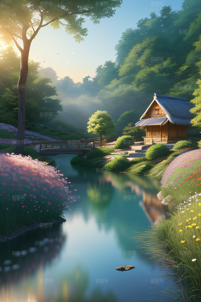 小屋与花朵新海诚的宁静画境