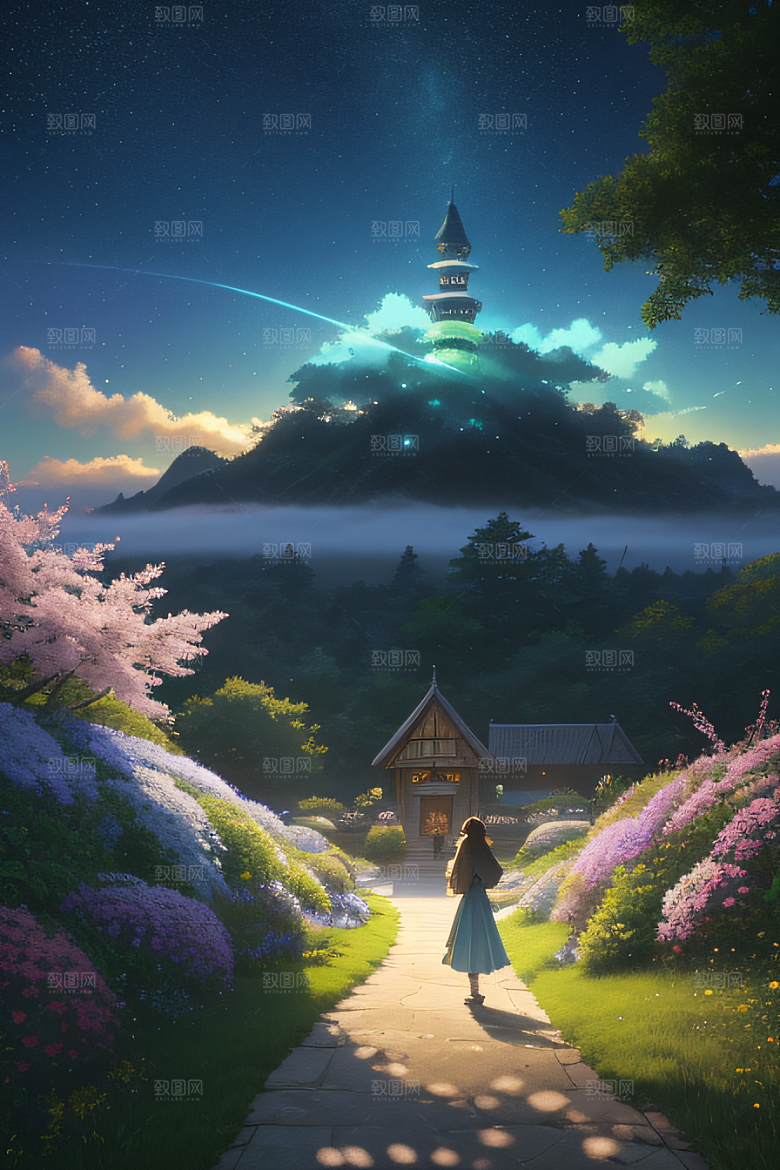 美丽花朵的绘画新海诚的艺术之美