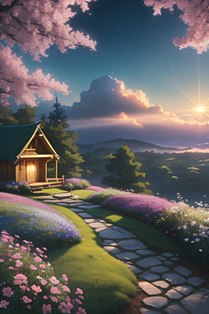 宁静的云中小屋新海诚的美丽画作