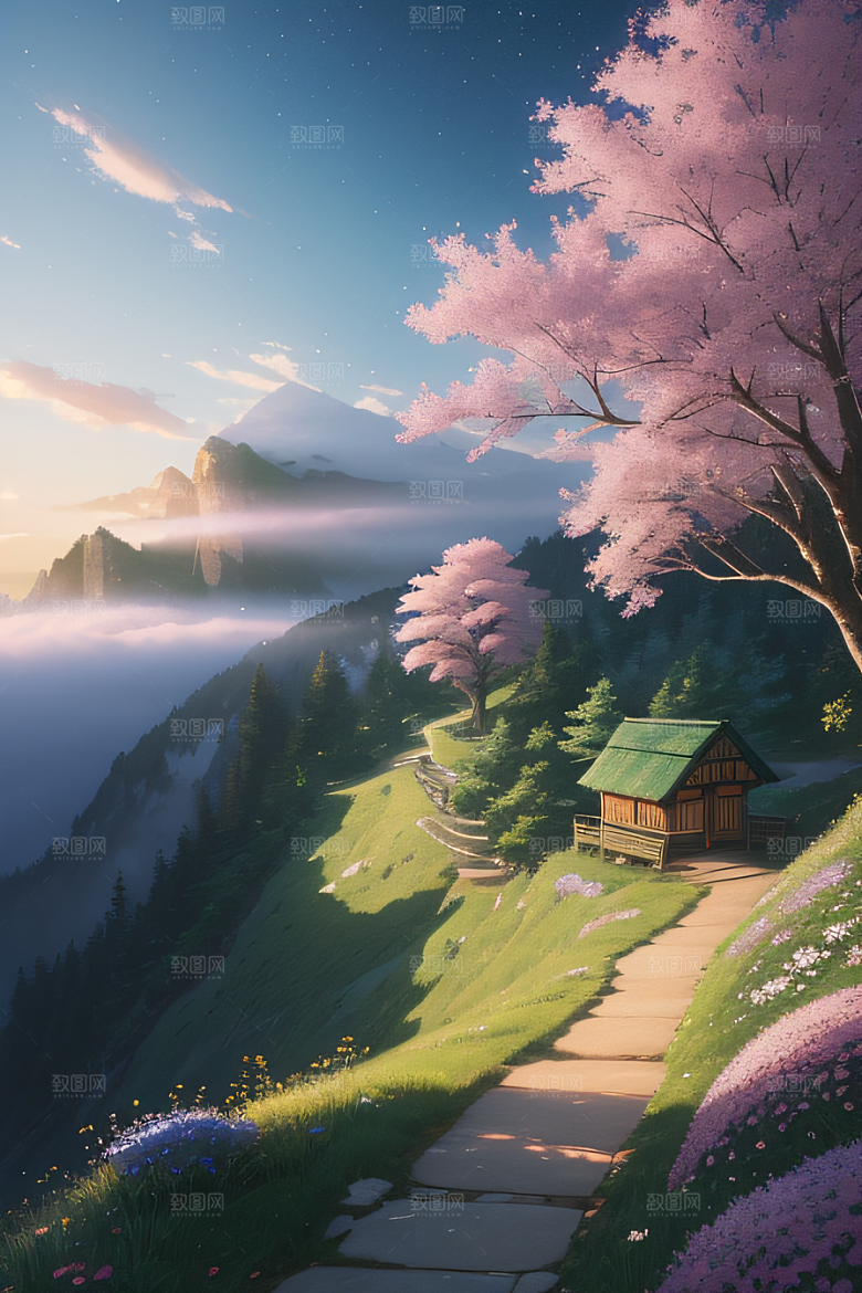 宁静的云中小屋新海诚的美丽画作