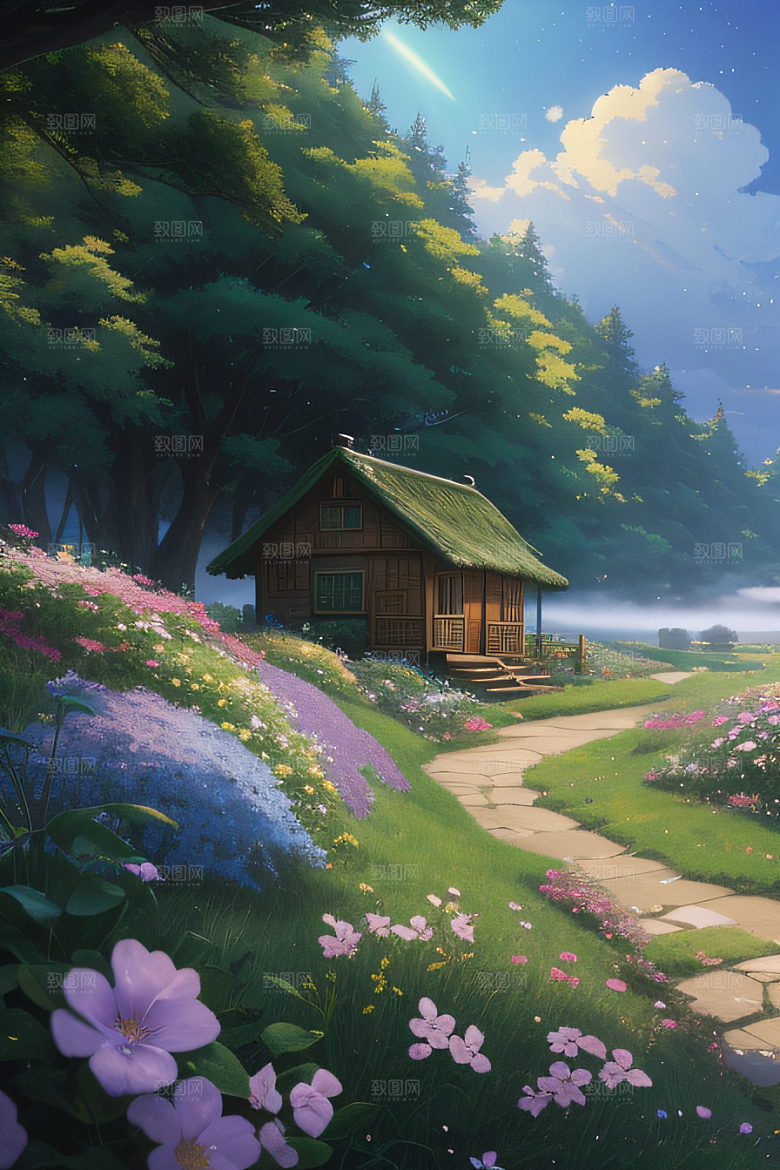 宁静的云中小屋新海诚的美丽画作