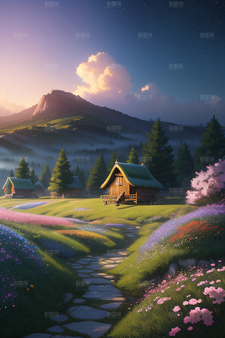 宁静的云中小屋新海诚的美丽画作