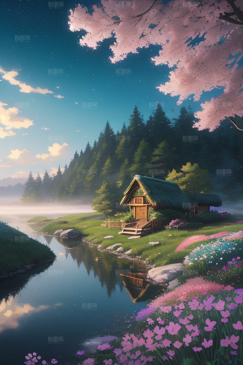 宁静的云中小屋新海诚的美丽画作
