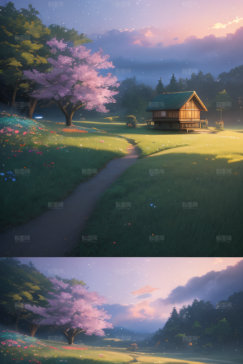 宁静的云中小屋新海诚的美丽画作