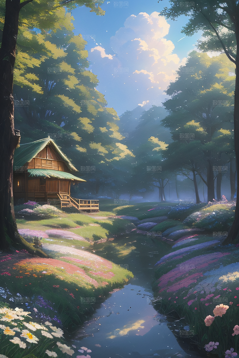 宁静的云中小屋新海诚的美丽画作