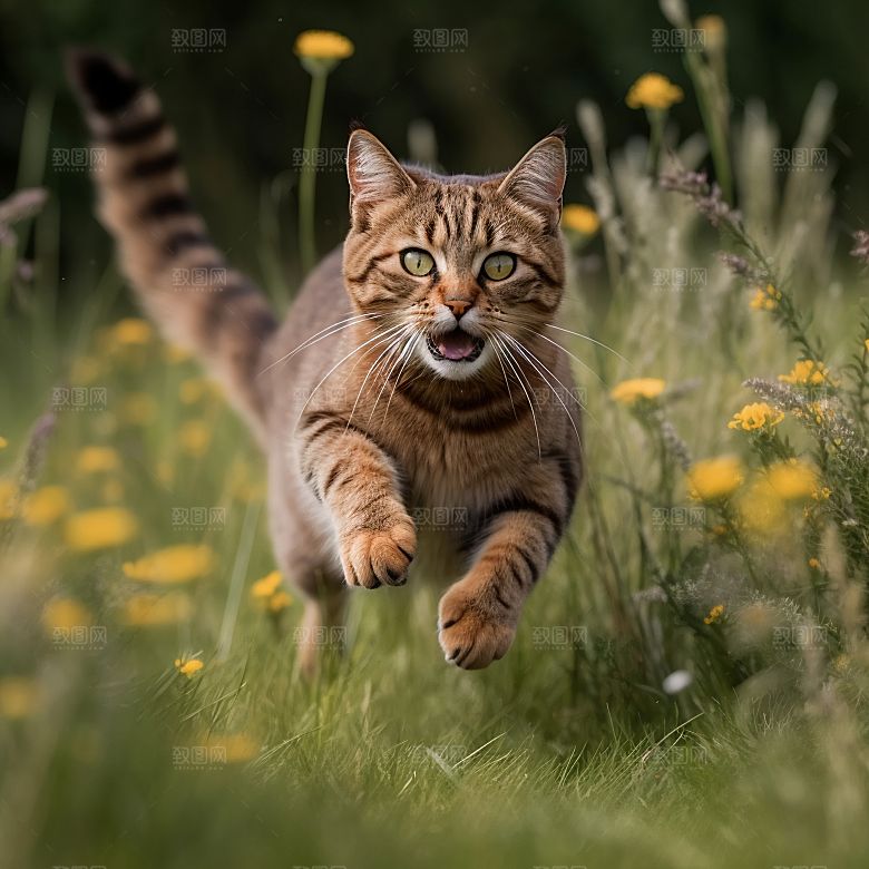 草地上的小猫摄影素材