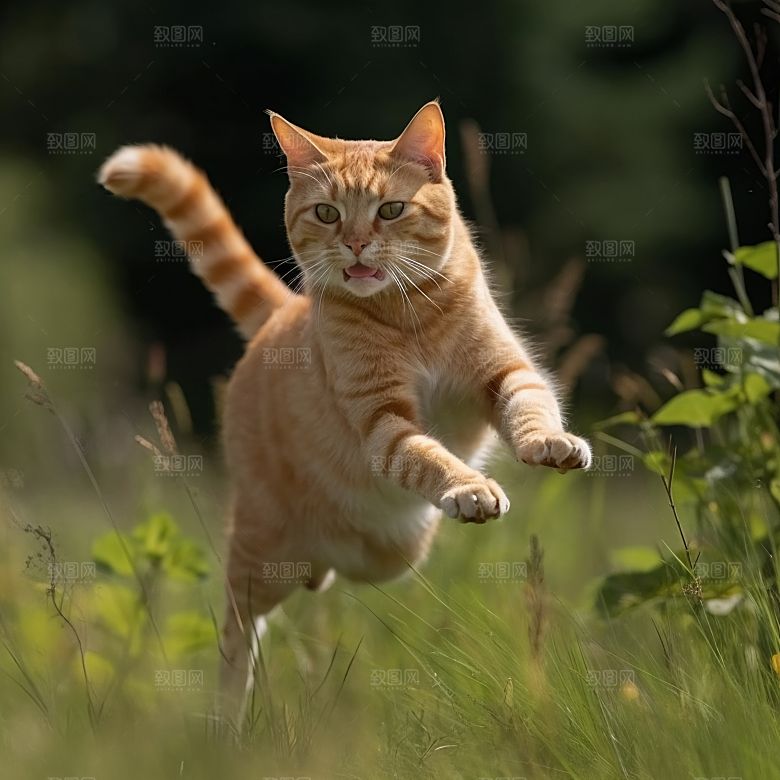 草地上的小猫摄影素材