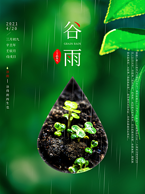 谷雨海报简洁中国传统节气