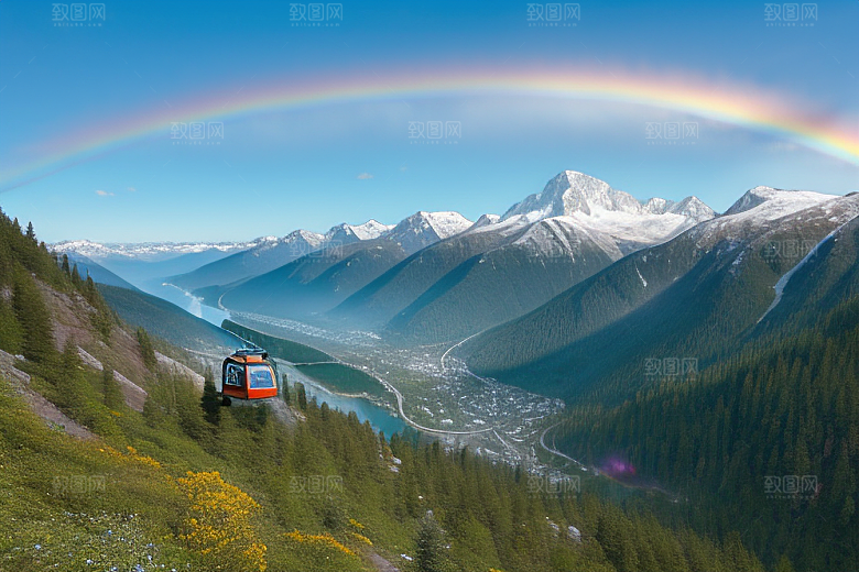 令人陶醉的彩色登山缆车