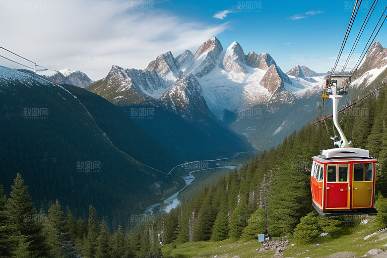 令人陶醉的彩色登山缆车