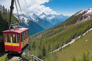 令人陶醉的彩色登山缆车