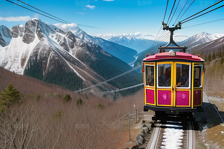 令人陶醉的彩色登山缆车