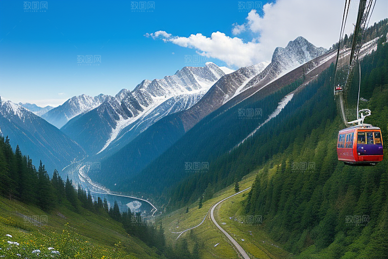 彩色登山缆车的奇妙之旅