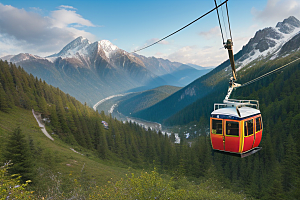 彩色登山缆车的奇妙之旅