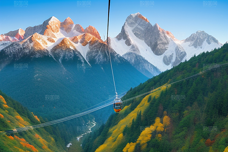 彩色登山缆车的奇妙之旅