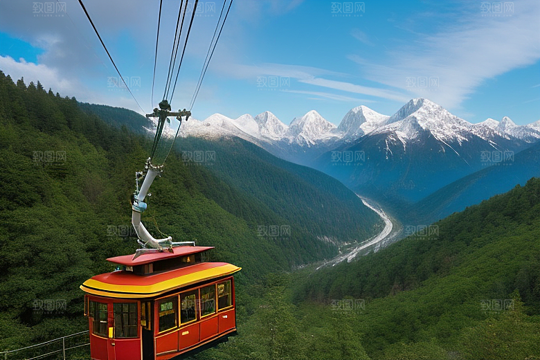 彩色登山缆车的奇妙之旅