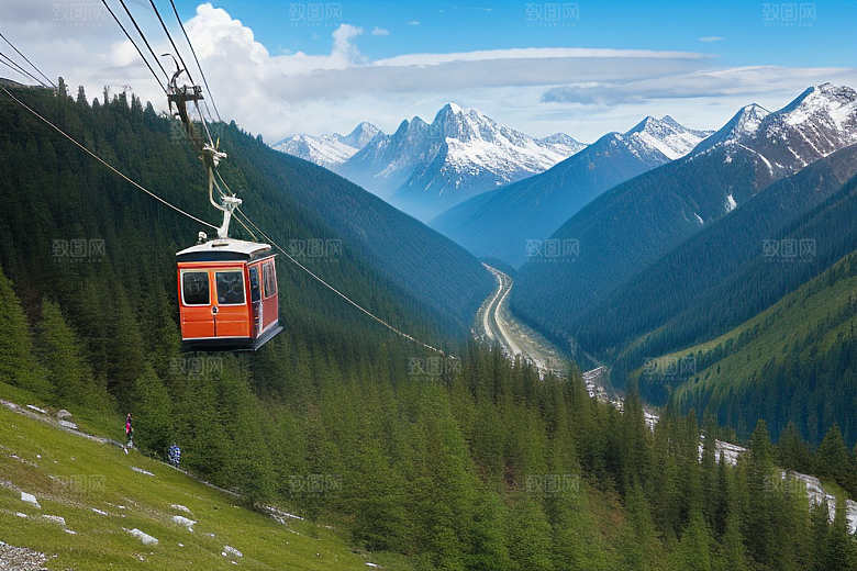 彩色登山缆车的奇妙之旅