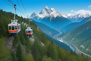 彩色登山缆车的奇妙之旅