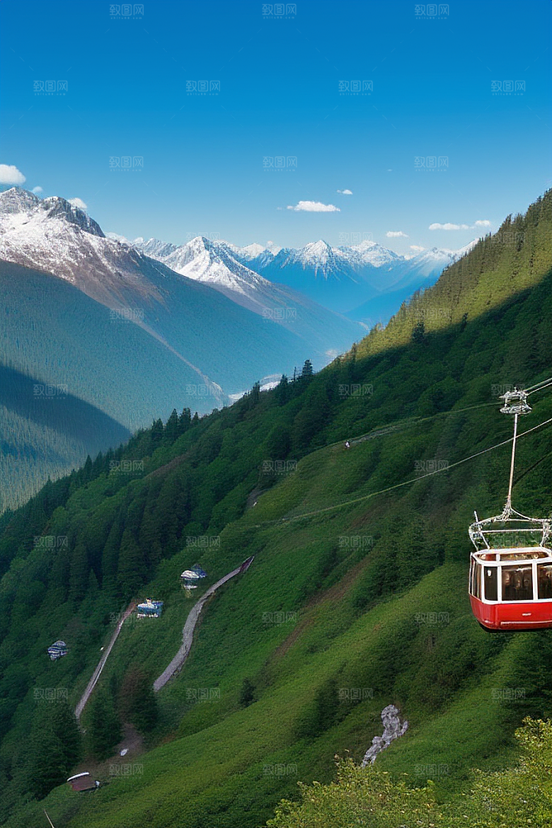 彩色登山缆车的奇妙之旅