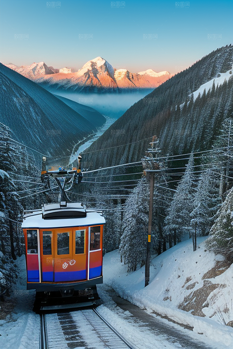 彩色登山缆车的奇妙之旅