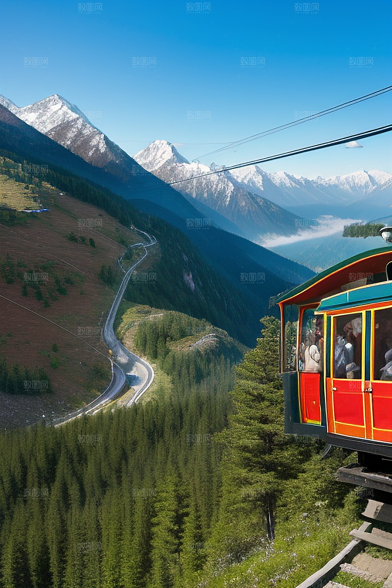 彩色登山缆车的奇妙之旅