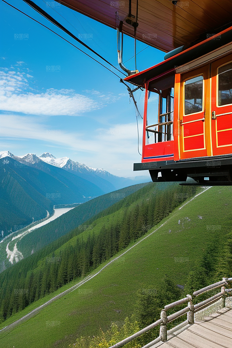 彩色登山缆车的绝美之旅