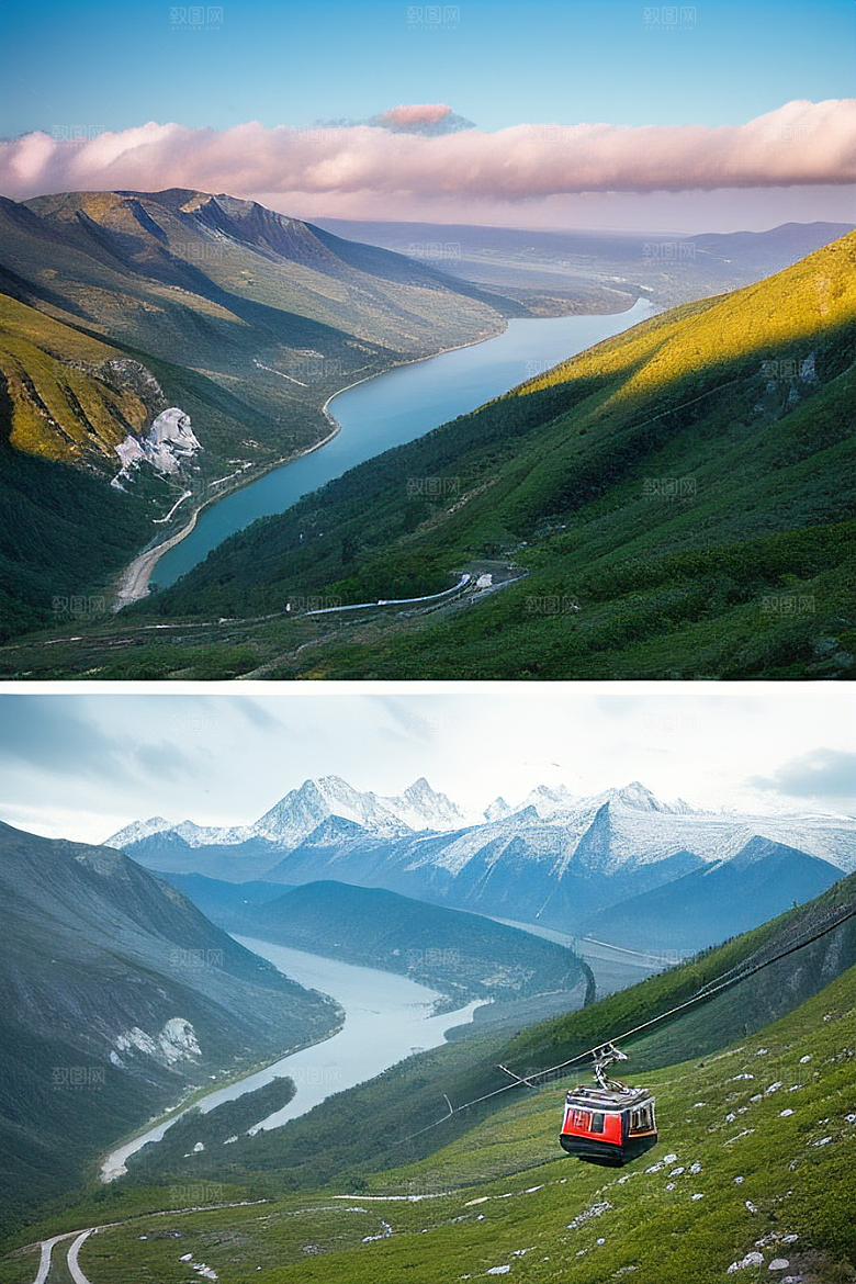 彩色登山缆车的绝美之旅