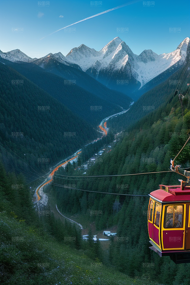 彩色登山缆车的绝美之旅