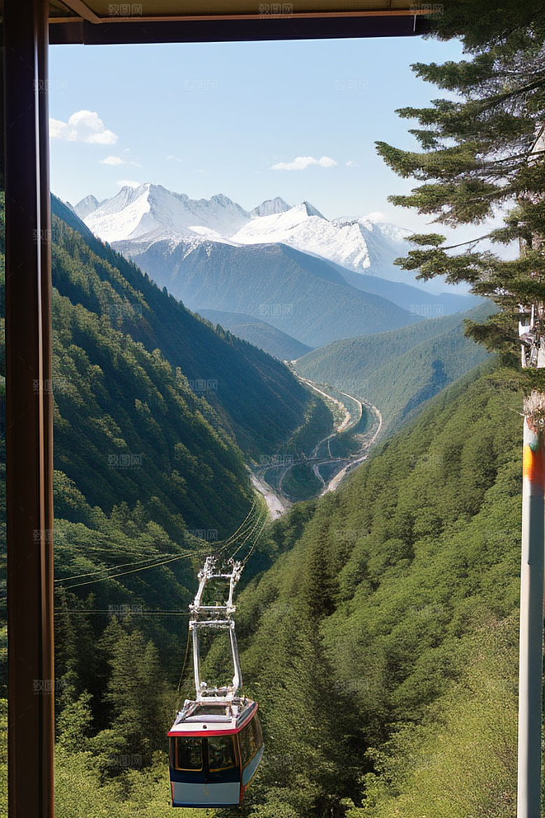 彩色登山缆车的绝美之旅