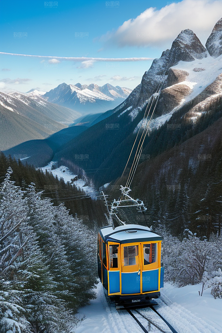 彩色登山缆车的绝美之旅