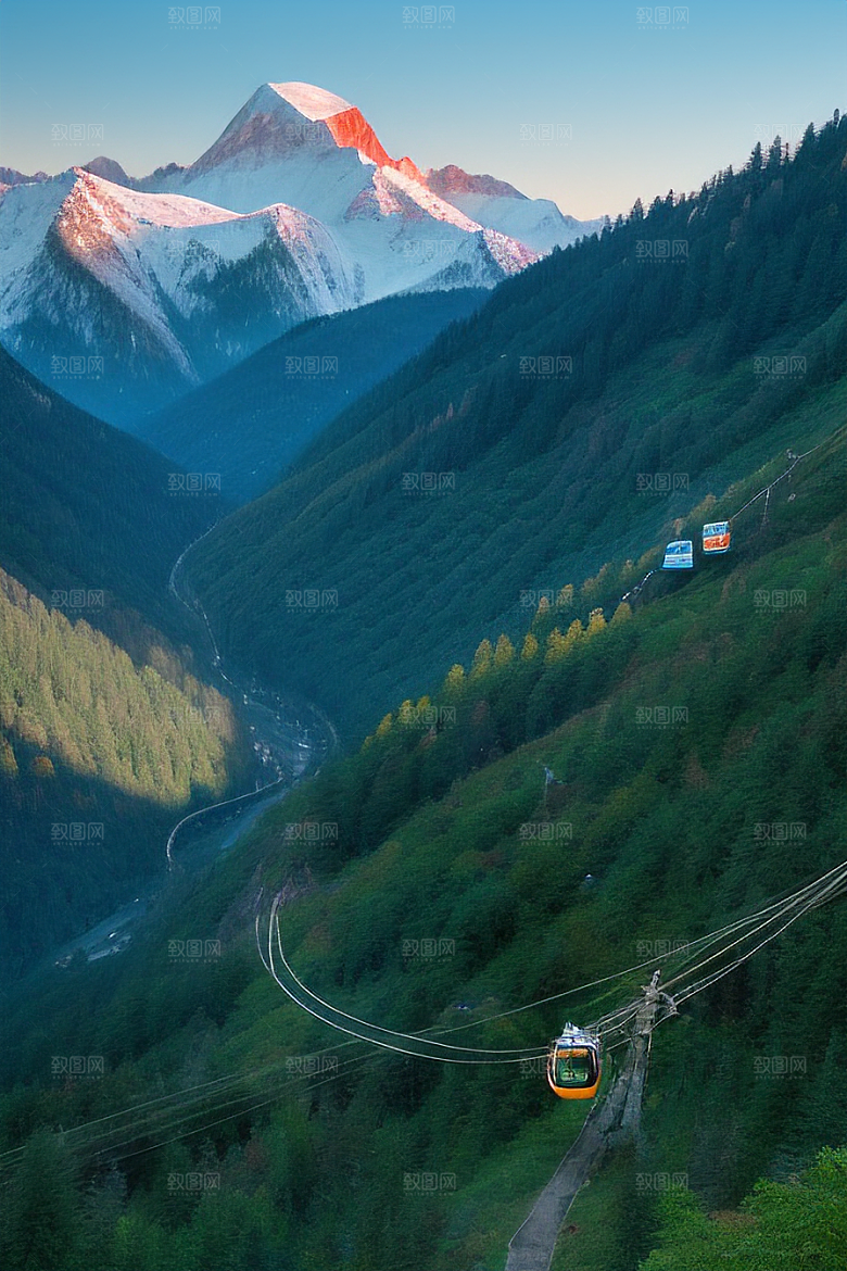 彩色登山缆车的绝美之旅