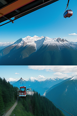 彩色登山缆车的绝美之旅