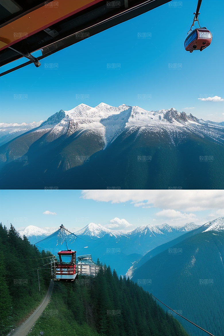 彩色登山缆车的绝美之旅