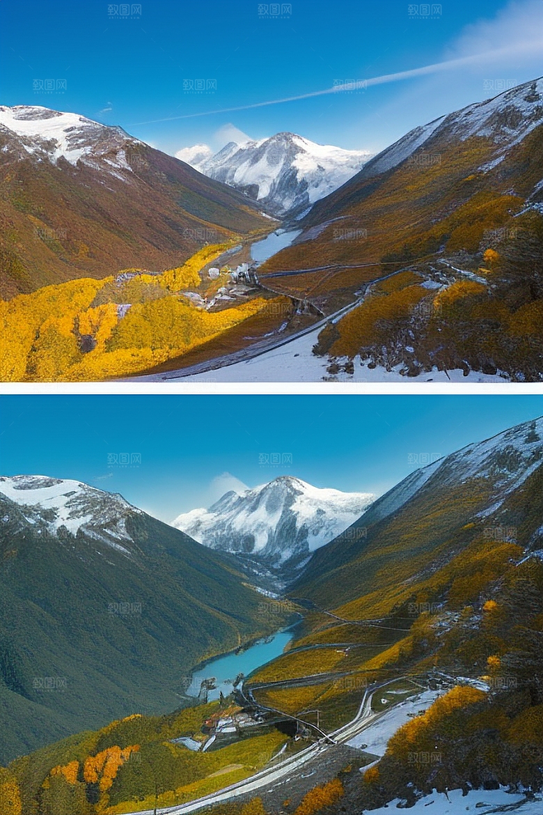 彩色登山缆车的美丽景色