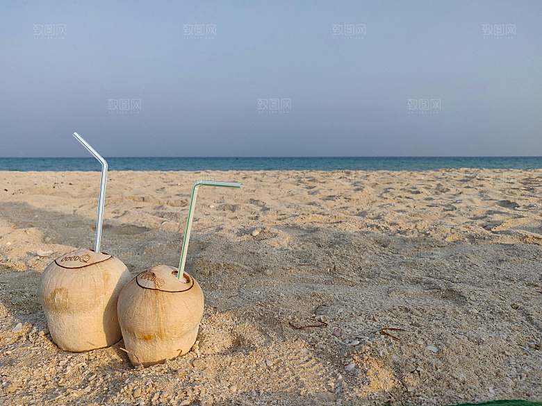 海南水果椰子汁摄影素材