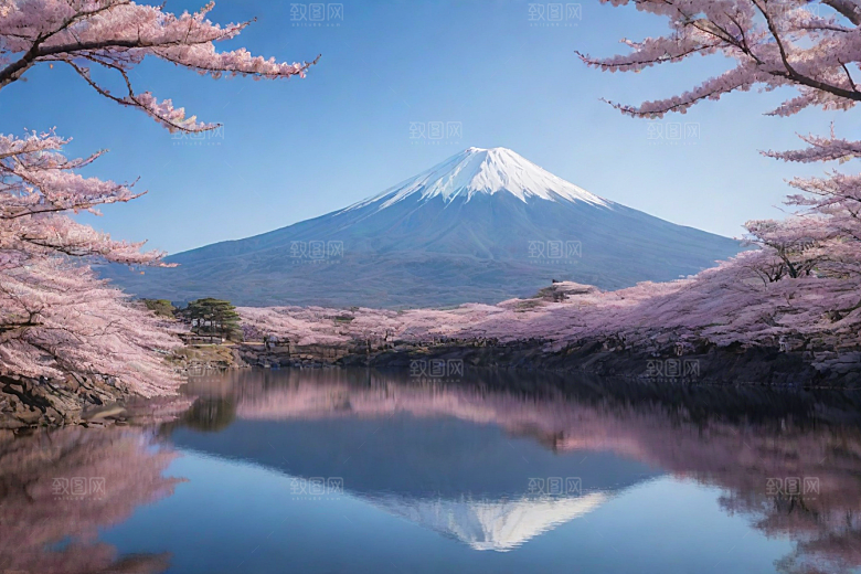 白雪皑皑富士山的壮丽之美