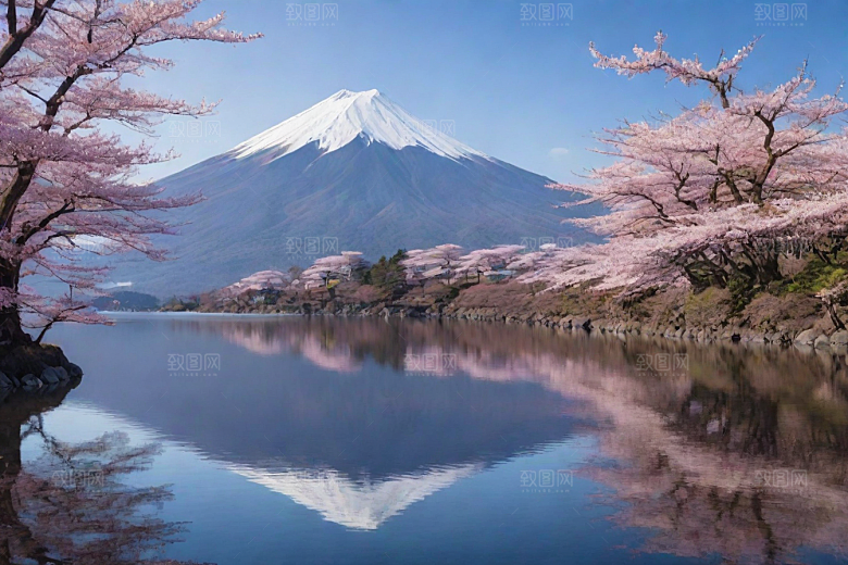 白雪皑皑富士山的壮丽之美