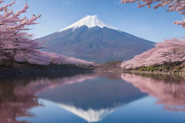 白雪皑皑富士山的壮丽之美