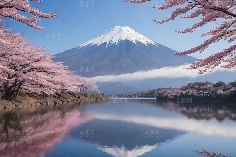 白雪皑皑富士山的壮丽之美