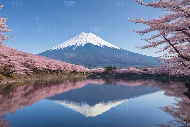 白雪皑皑富士山的壮丽之美