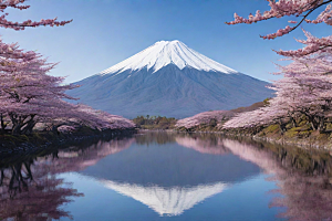 白雪皑皑富士山的壮丽之美
