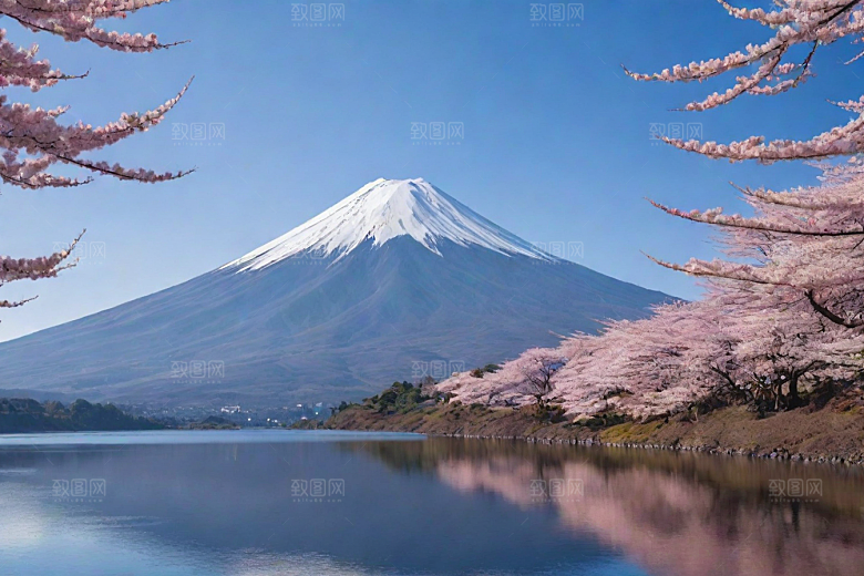 精致细节富士山与周围景色的完美呈现