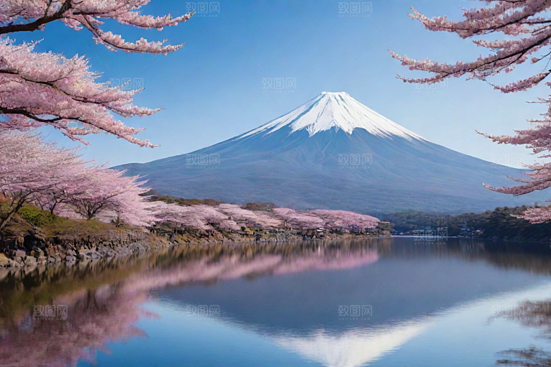 精致细节富士山与周围景色的完美呈现