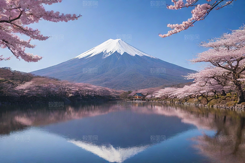 精致细节富士山与周围景色的完美呈现