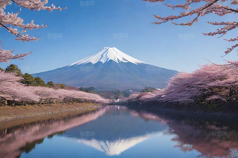 精致细节富士山与周围景色的完美呈现