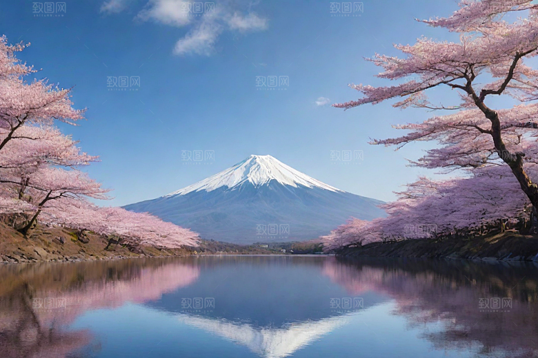精致细节富士山与周围景色的完美呈现
